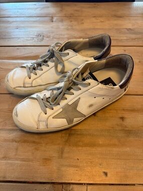 Golden Goose White Sneakers with Dark purple Metallic Heel